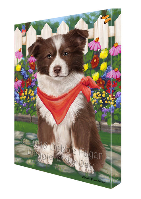 Spring Floral Border Collie Dog Canvas Wall Art CVS63961