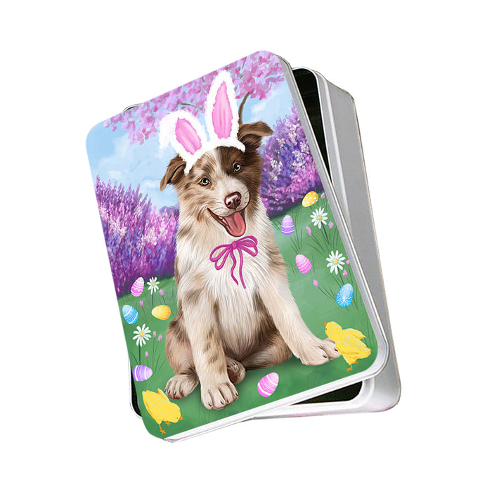 Border Collie Dog Easter Holiday Photo Storage Tin PITN49058