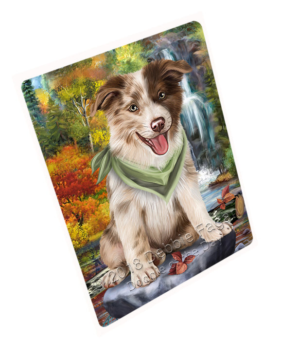 Scenic Waterfall Border Collie Dog Tempered Cutting Board C52992