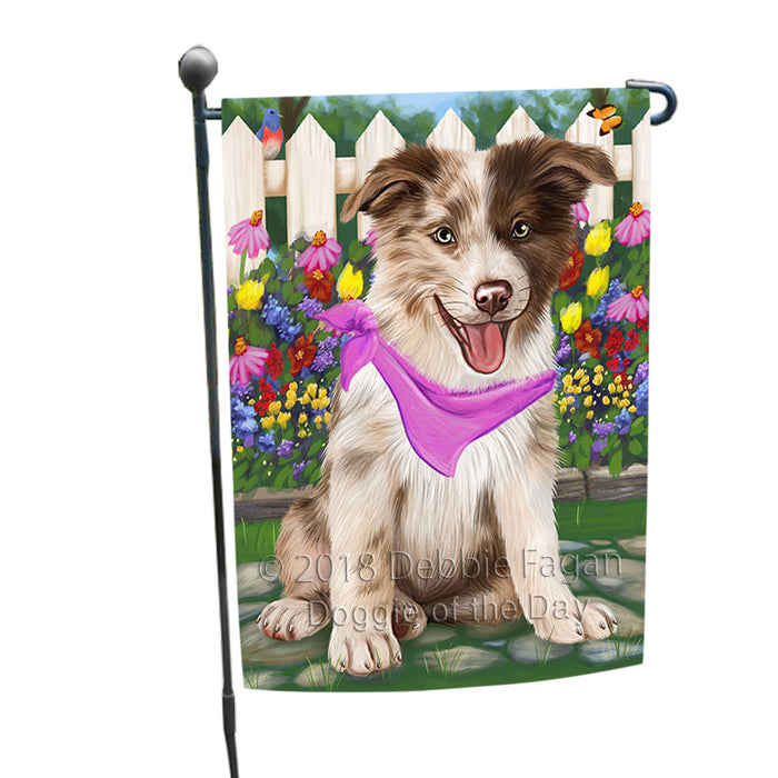 Spring Floral Border Collie Dog Garden Flag GFLG49631