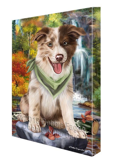 Scenic Waterfall Border Collie Dog Canvas Wall Art CVS63133