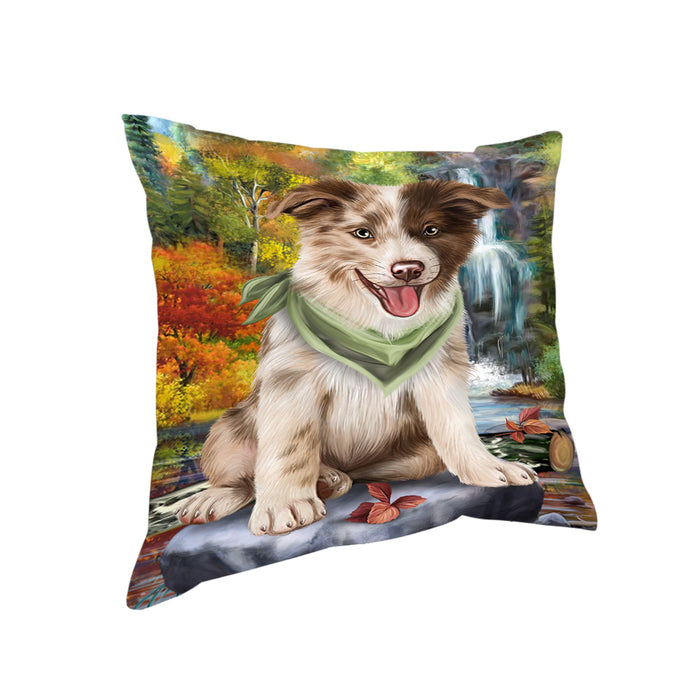 Scenic Waterfall Border Collie Dog Pillow PIL54692