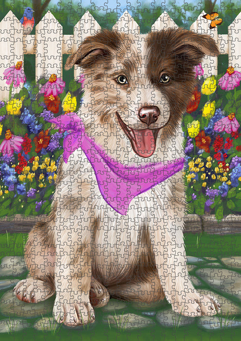 Spring Floral Border Collie Dog Puzzle with Photo Tin PUZL53112