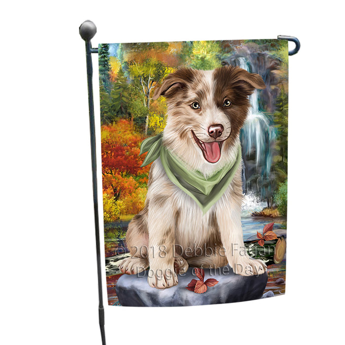 Scenic Waterfall Border Collie Dog Garden Flag GFLG49538