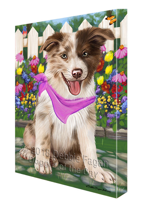 Spring Floral Border Collie Dog Canvas Wall Art CVS63970