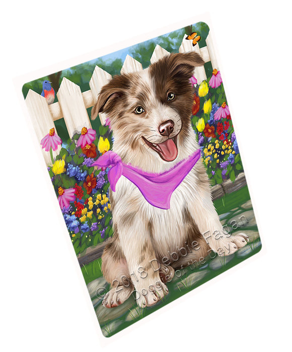 Spring Floral Border Collie Dog Tempered Cutting Board C53271