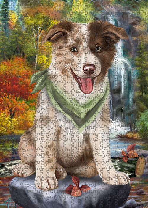 Scenic Waterfall Border Collie Dog Puzzle with Photo Tin PUZL52833