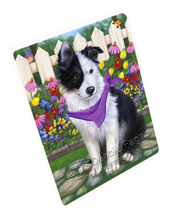 Spring Floral Border Collie Dog Tempered Cutting Board C53274
