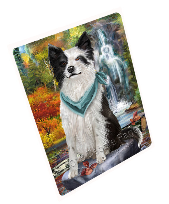 Scenic Waterfall Border Collie Dog Tempered Cutting Board C52995