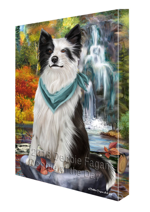 Scenic Waterfall Border Collie Dog Canvas Wall Art CVS63142