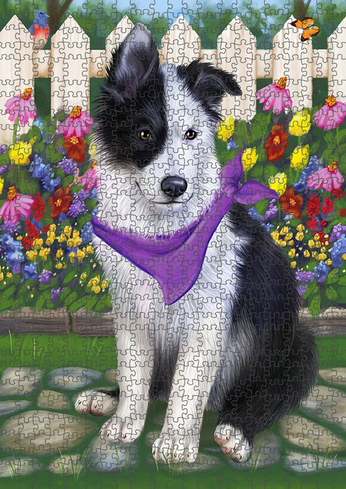 Spring Floral Border Collie Dog Puzzle with Photo Tin PUZL53115