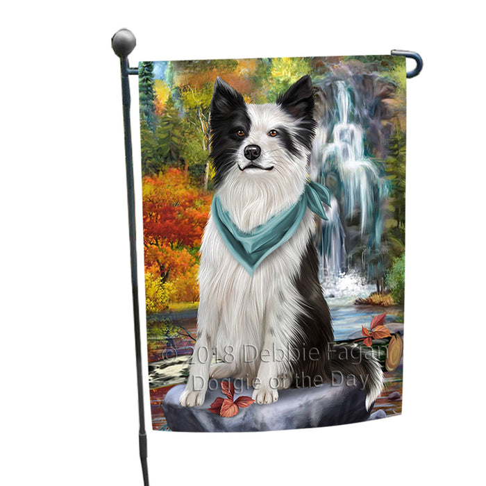 Scenic Waterfall Border Collie Dog Garden Flag GFLG49539