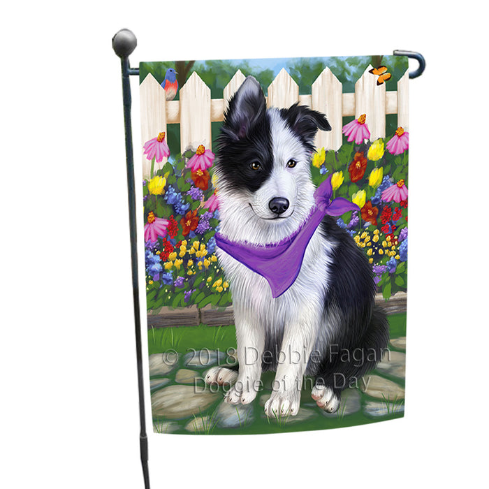 Spring Floral Border Collie Dog Garden Flag GFLG49632