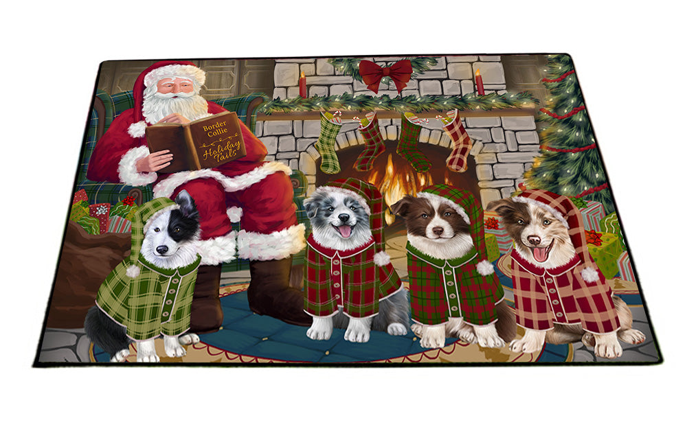 Christmas Cozy Holiday Tails Border Collies Dog Floormat FLMS52605
