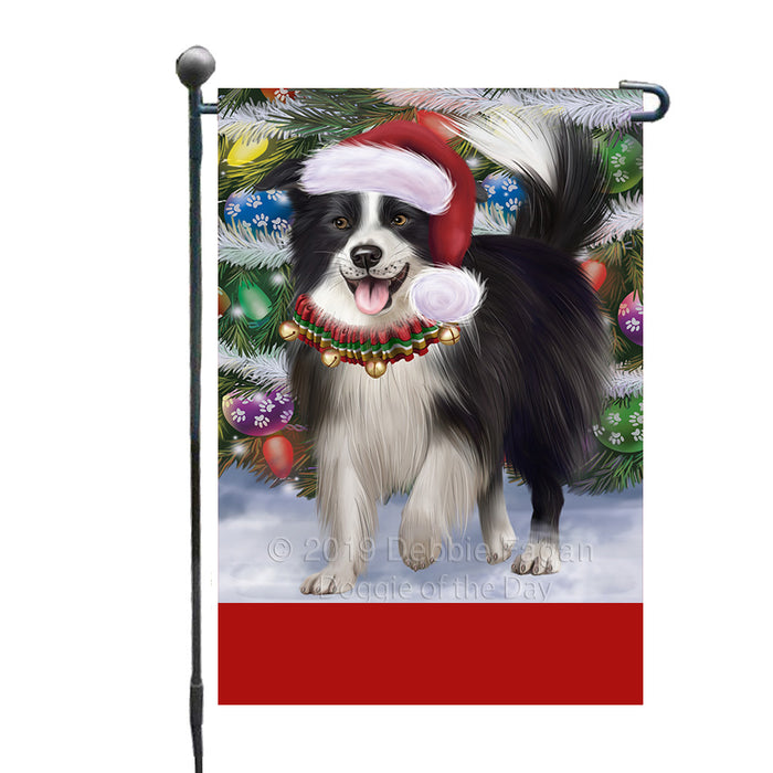 Personalized Trotting in the Snow Border Collie Dog Custom Garden Flags GFLG-DOTD-A60679