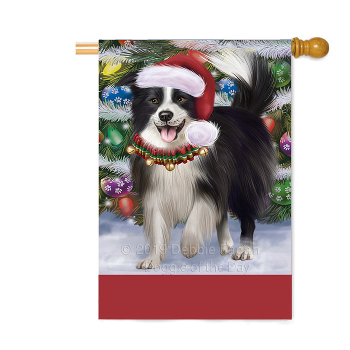 Personalized Trotting in the Snow Border Collie Dog Custom House Flag FLG-DOTD-A60735