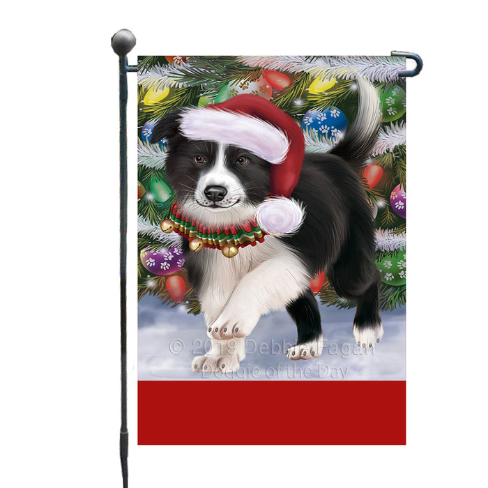 Personalized Trotting in the Snow Border Collie Dog Custom Garden Flags GFLG-DOTD-A60680