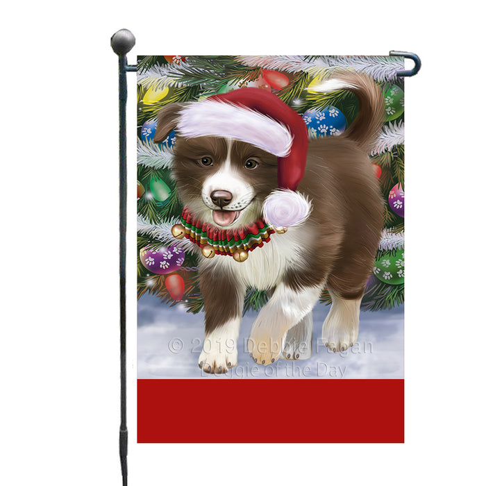 Personalized Trotting in the Snow Border Collie Dog Custom Garden Flags GFLG-DOTD-A60681
