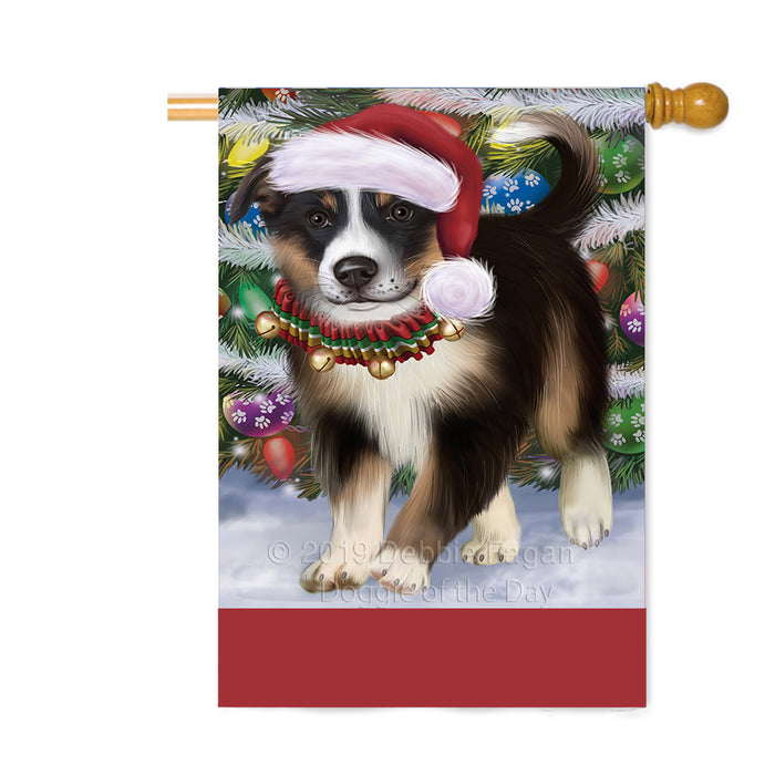 Personalized Trotting in the Snow Border Collie Dog Custom House Flag FLG-DOTD-A60738