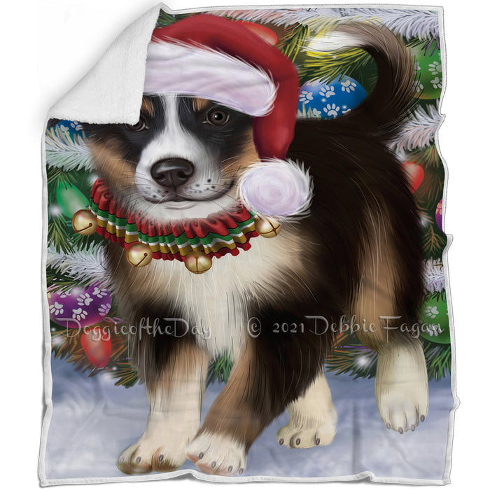 Trotting in the Snow Border Collie Dog Blanket BLNKT118227