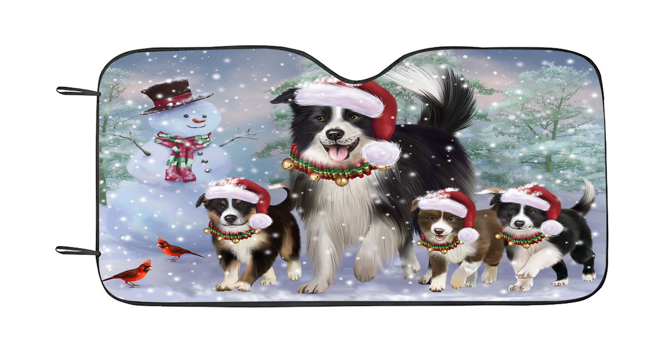 Christmas Running Family Border Collie Dogs Car Sun Shade
