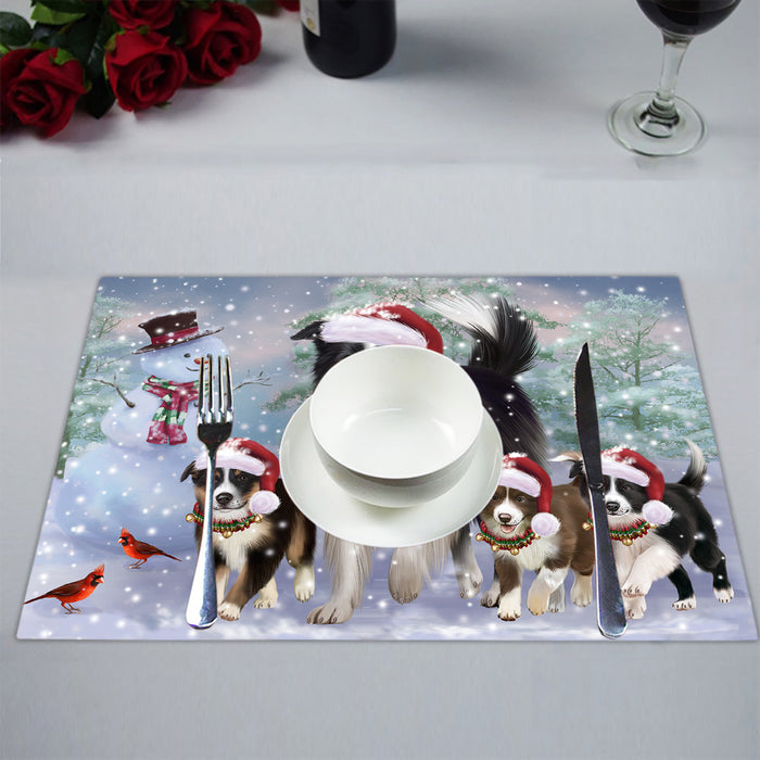 Christmas Running Fammily Border Collie Dogs Placemat
