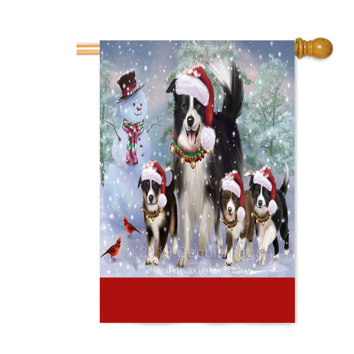 Personalized Christmas Running Family Border Collie Dogs Custom House Flag FLG-DOTD-A60376