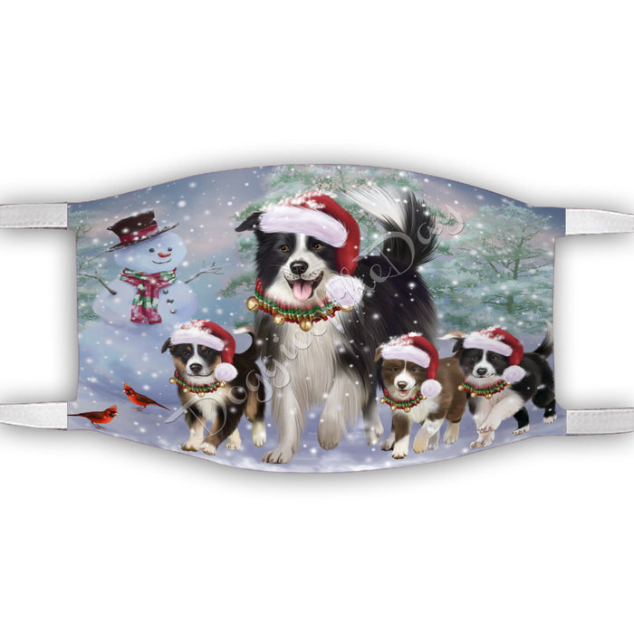 Christmas Running Fammily Border Collie Dogs Face Mask FM48701
