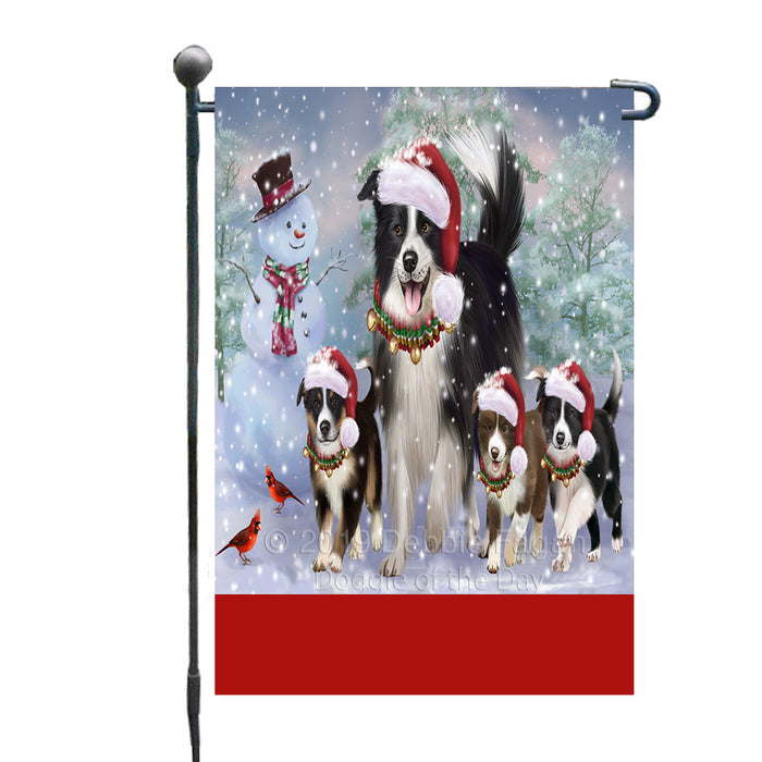 Personalized Christmas Running Family Border Collie Dogs Custom Garden Flags GFLG-DOTD-A60320