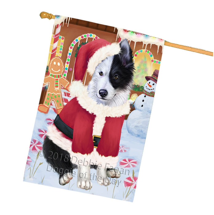 Christmas Gingerbread House Candyfest Border Collie Dog House Flag FLG56886