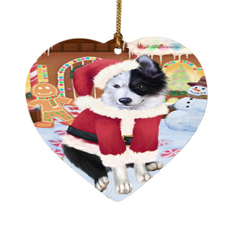 Christmas Gingerbread House Candyfest Border Collie Dog Heart Christmas Ornament HPOR56558
