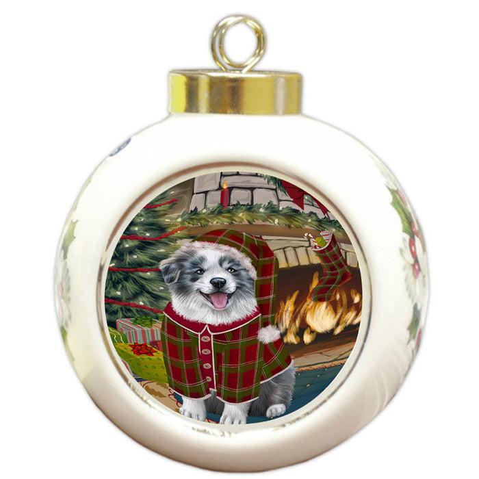 The Stocking was Hung Border Collie Dog Round Ball Christmas Ornament RBPOR55588