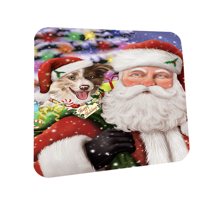 Santa Carrying Border Collie Dog and Christmas Presents Coasters Set of 4 CST53919