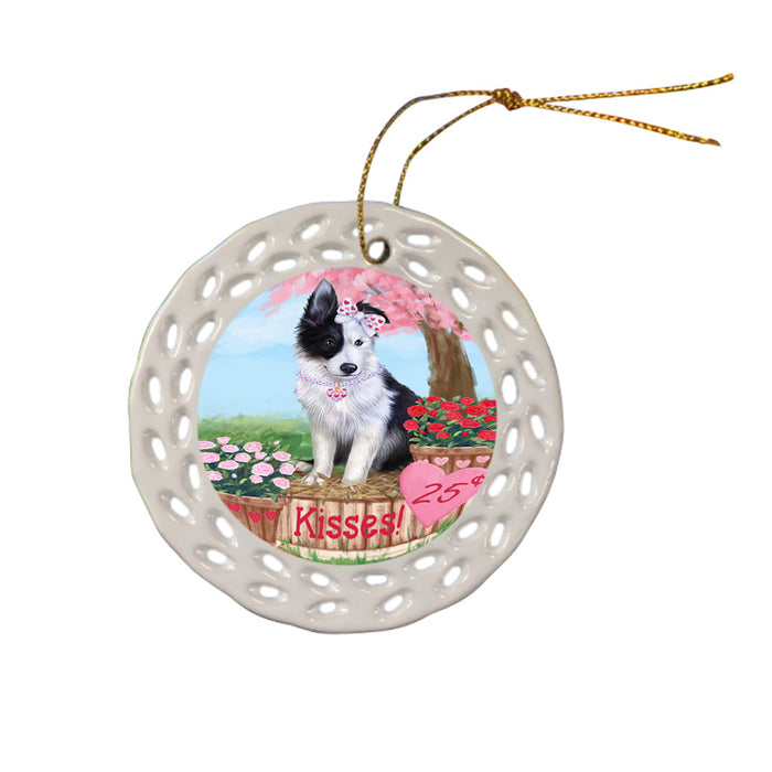 Rosie 25 Cent Kisses Border Collie Dog Ceramic Doily Ornament DPOR56297