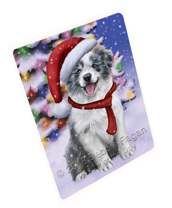Winterland Wonderland Border Collie Dog In Christmas Holiday Scenic Background  Cutting Board C64533