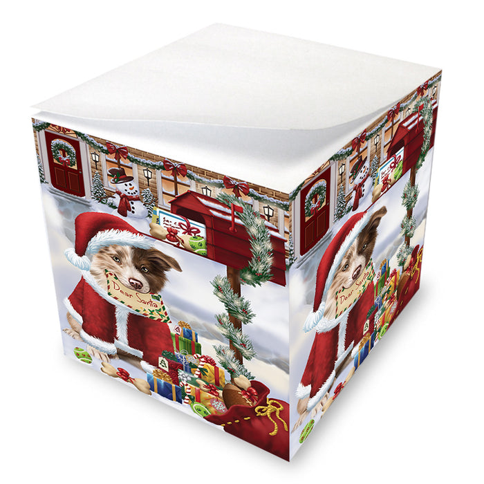 Border Collie Dog Dear Santa Letter Christmas Holiday Mailbox Note Cube NOC55518