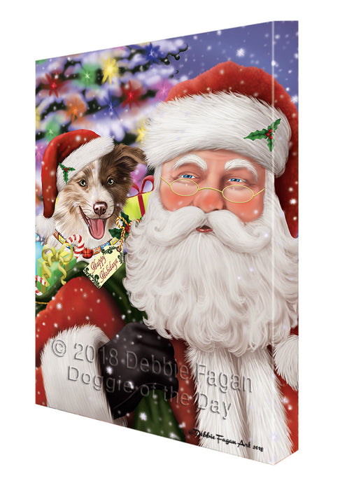 Santa Carrying Border Collie Dog and Christmas Presents Canvas Print Wall Art Décor CVS103499
