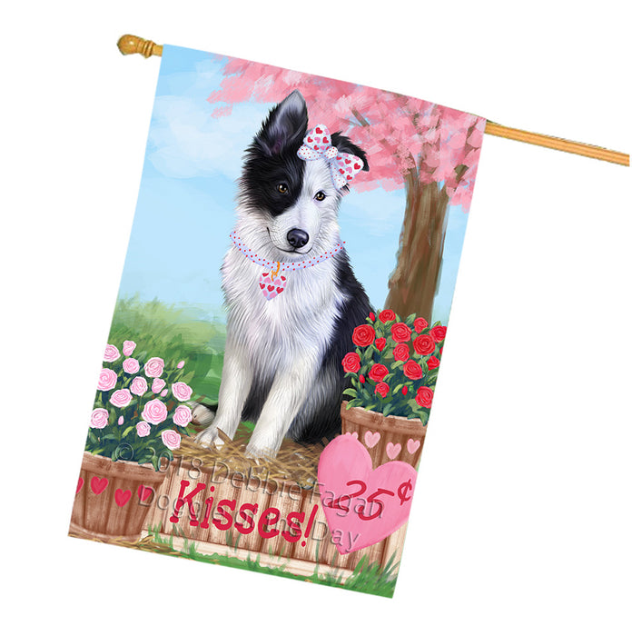 Rosie 25 Cent Kisses Border Collie Dog House Flag FLG56625