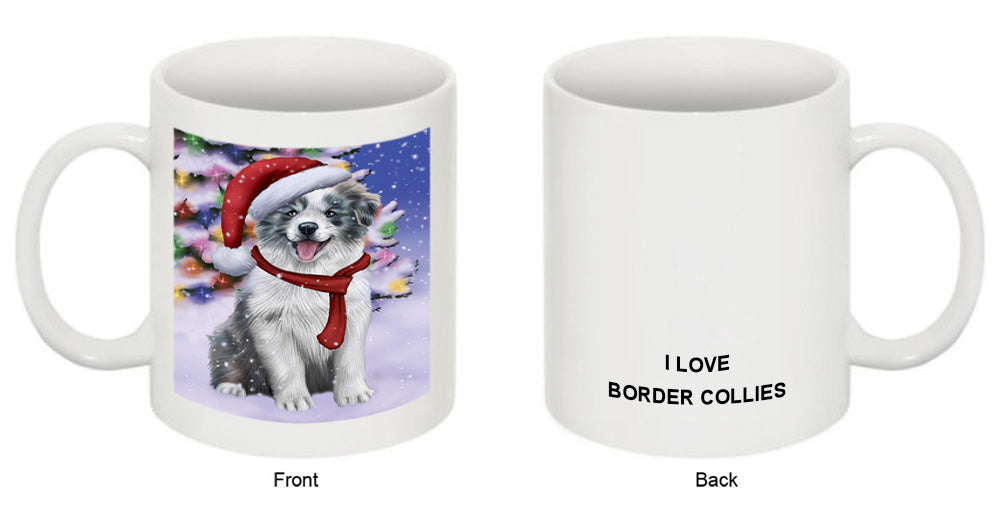 Winterland Wonderland Border Collie Dog In Christmas Holiday Scenic Background  Coffee Mug MUG48761