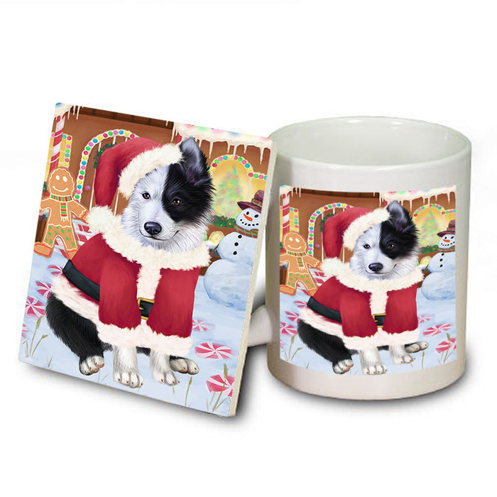 Christmas Gingerbread House Candyfest Border Collie Dog Mug and Coaster Set MUC56194