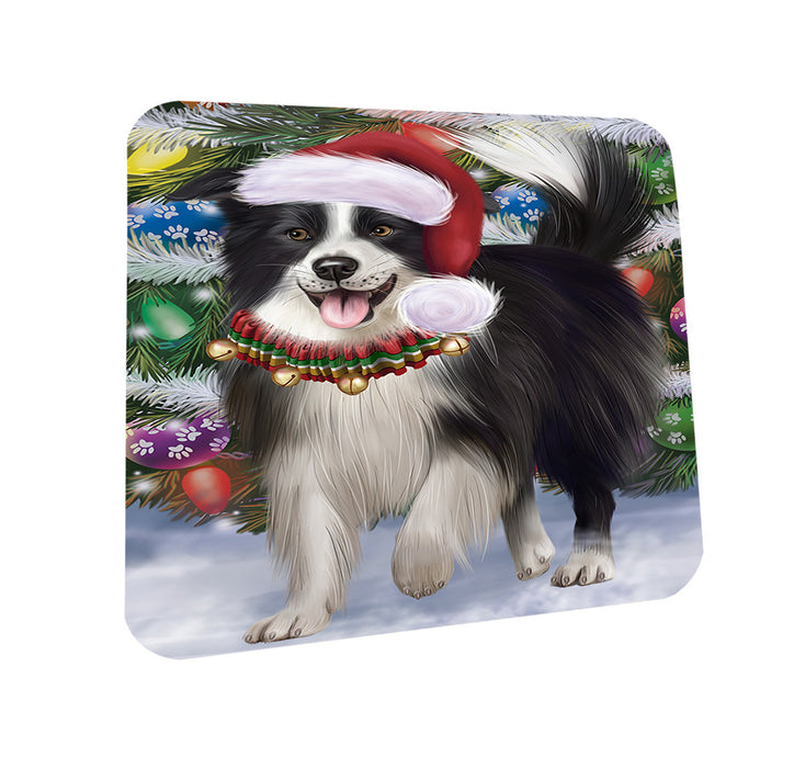 Trotting in the Snow Border Collie Dog Coasters Set of 4 CST55378