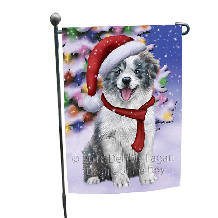Winterland Wonderland Border Collie Dog In Christmas Holiday Scenic Background  Garden Flag GFLG53425