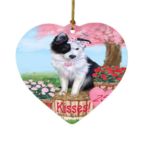 Rosie 25 Cent Kisses Border Collie Dog Heart Christmas Ornament HPOR56297