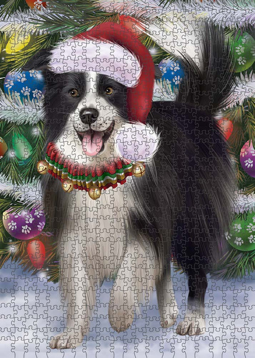 Trotting in the Snow Border Collie Dog Puzzle with Photo Tin PUZL89884