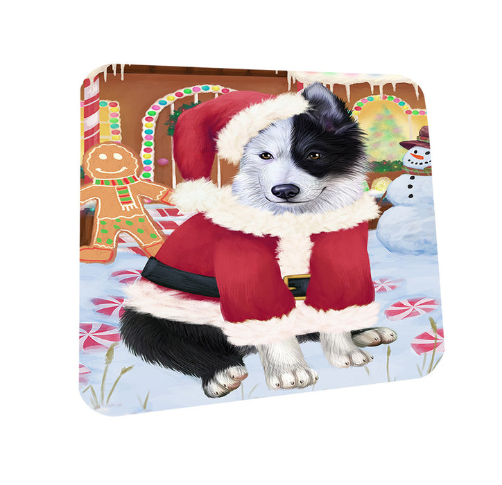Christmas Gingerbread House Candyfest Border Collie Dog Coasters Set of 4 CST56160