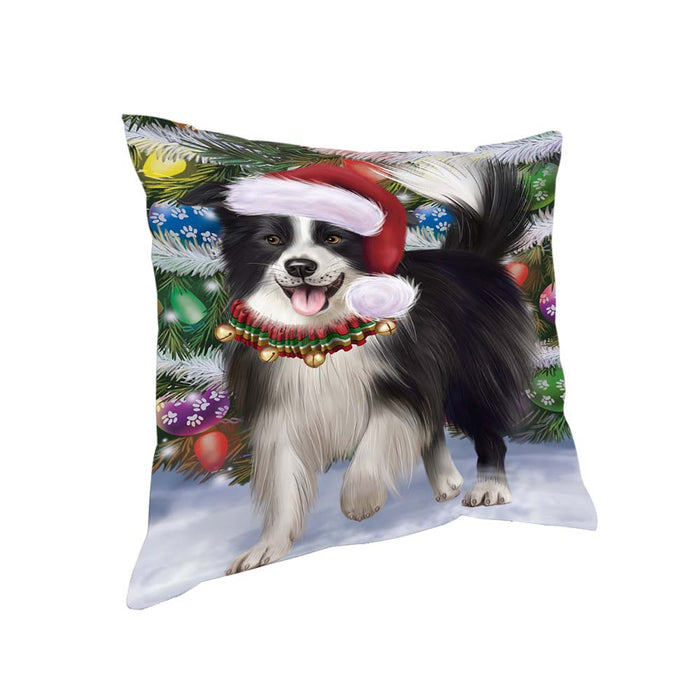Trotting in the Snow Border Collie Dog Pillow PIL70608