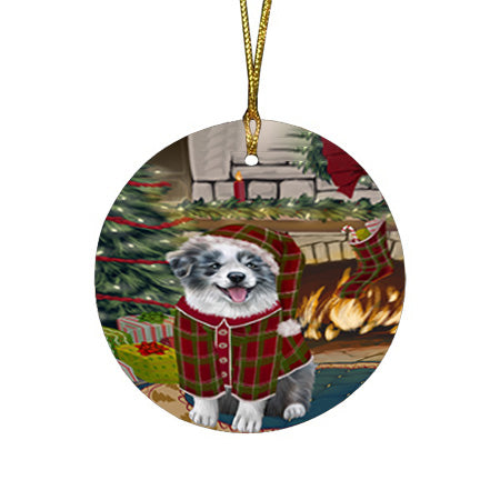 The Stocking was Hung Border Collie Dog Round Flat Christmas Ornament RFPOR55588
