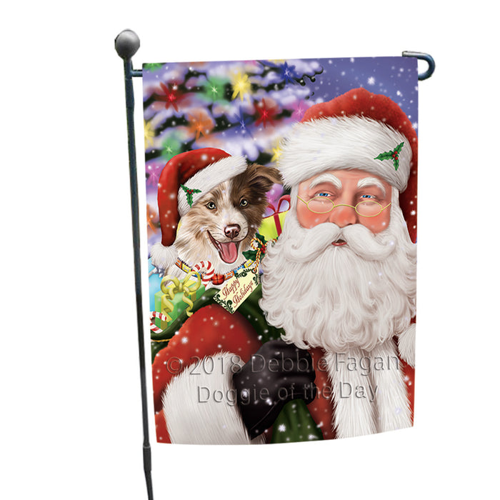 Santa Carrying Border Collie Dog and Christmas Presents Garden Flag GFLG54023