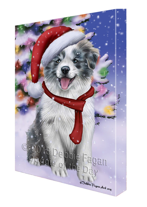 Winterland Wonderland Border Collie Dog In Christmas Holiday Scenic Background  Canvas Print Wall Art Décor CVS98117