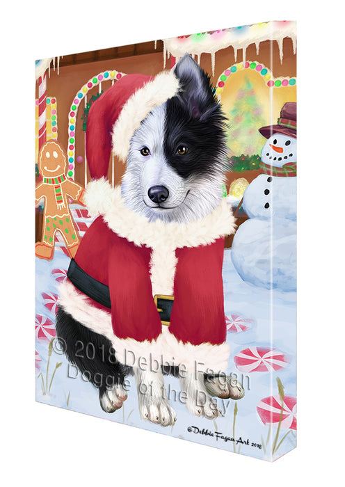 Christmas Gingerbread House Candyfest Border Collie Dog Canvas Print Wall Art Décor CVS128042